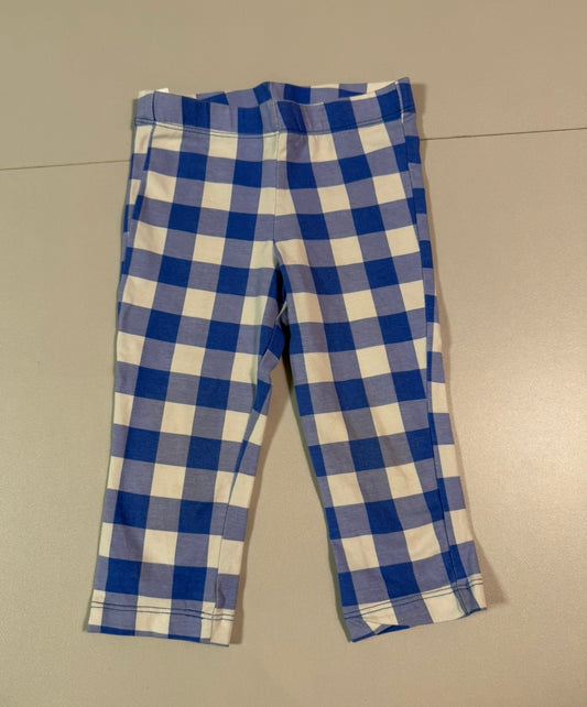 #155 Primary girls blue and white check leggings, size 3T