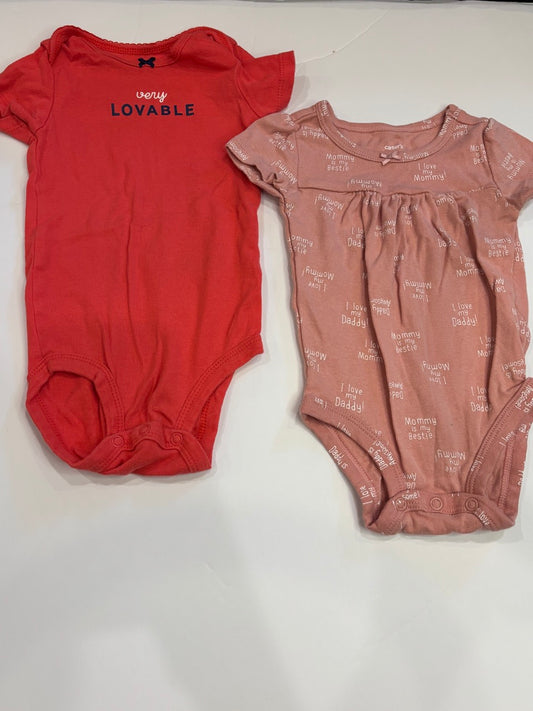 #86A girls 9 mo carters onesies