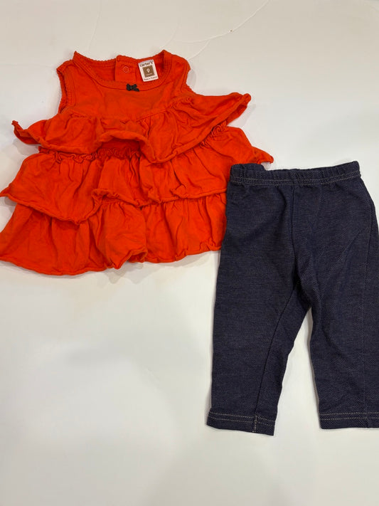 #86A girls 9mo carters outfit, red top