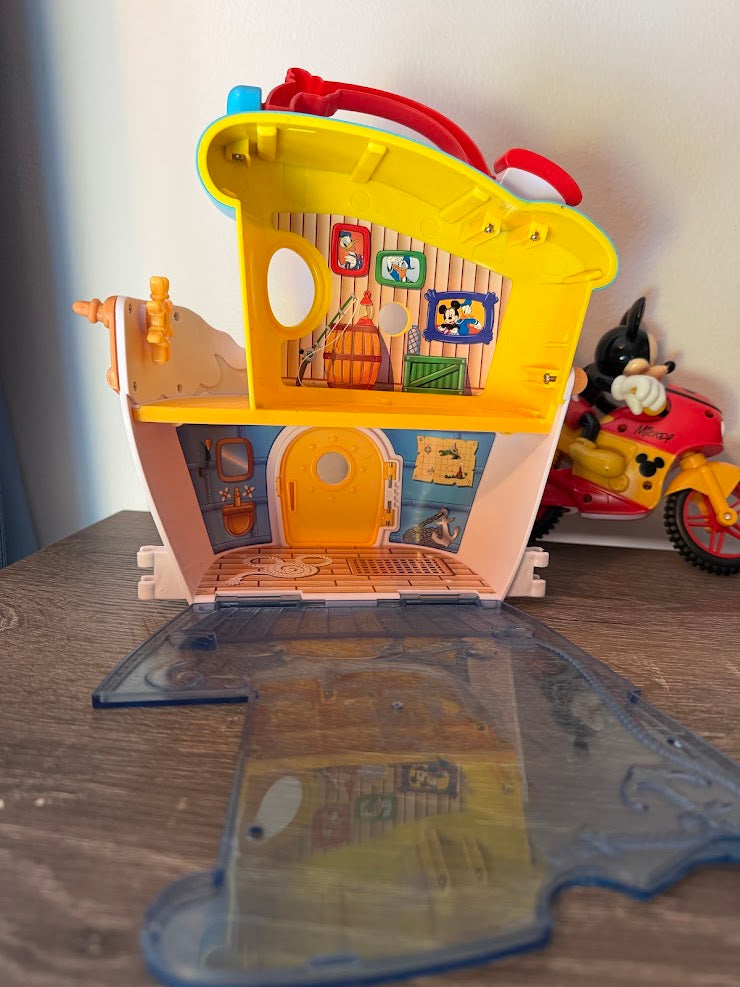 #9 Donald Duck House Play Set & Mickey Mouse Motorcycle Toys Bundle