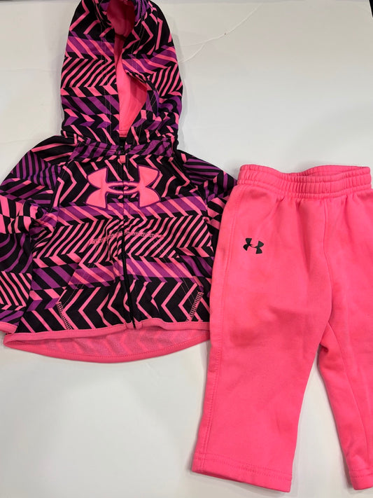 #86A 6-9mo underarmor pink jacket and pant