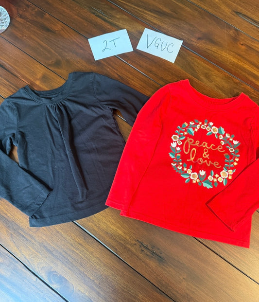 #51 Girls 2T Long Sleeve Shirt Bundle French Toast and Cat & Jack Brands