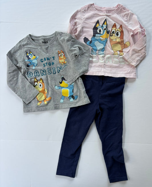 #101 Bluey Long Sleeve Shirts Cat & Jack Leggings Bundle Girls Size 2T