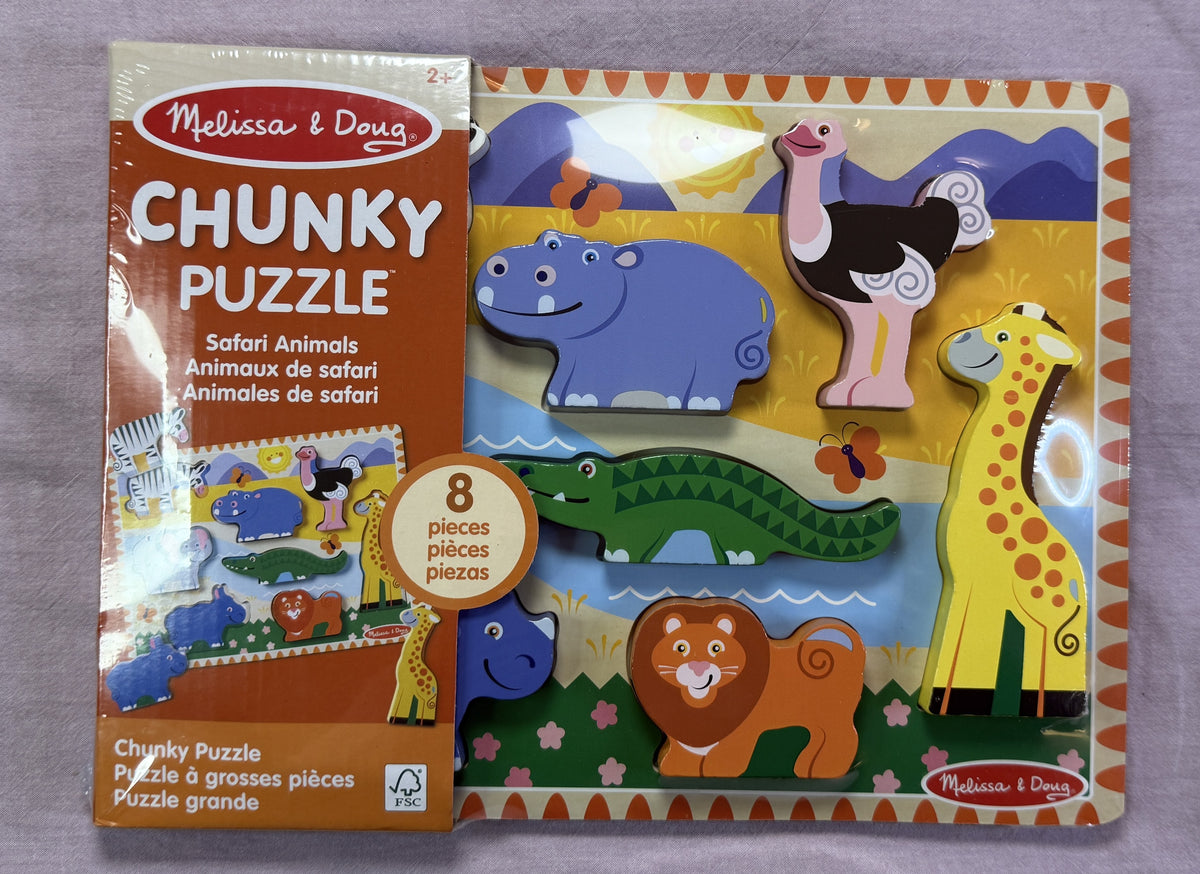 #103 Melissa and Doug Sarfari Animals Chunky Puzzle NIP