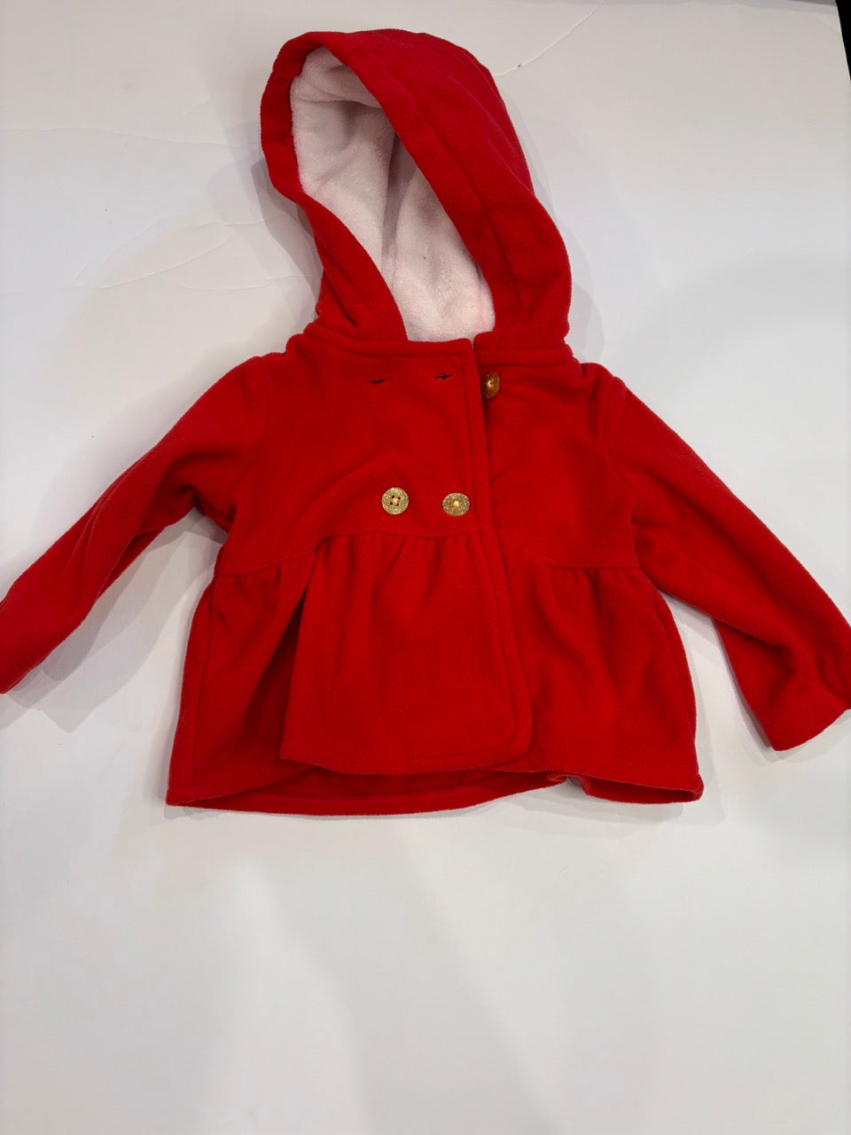 #144 girls 6mo red jacket, light fleece, carters