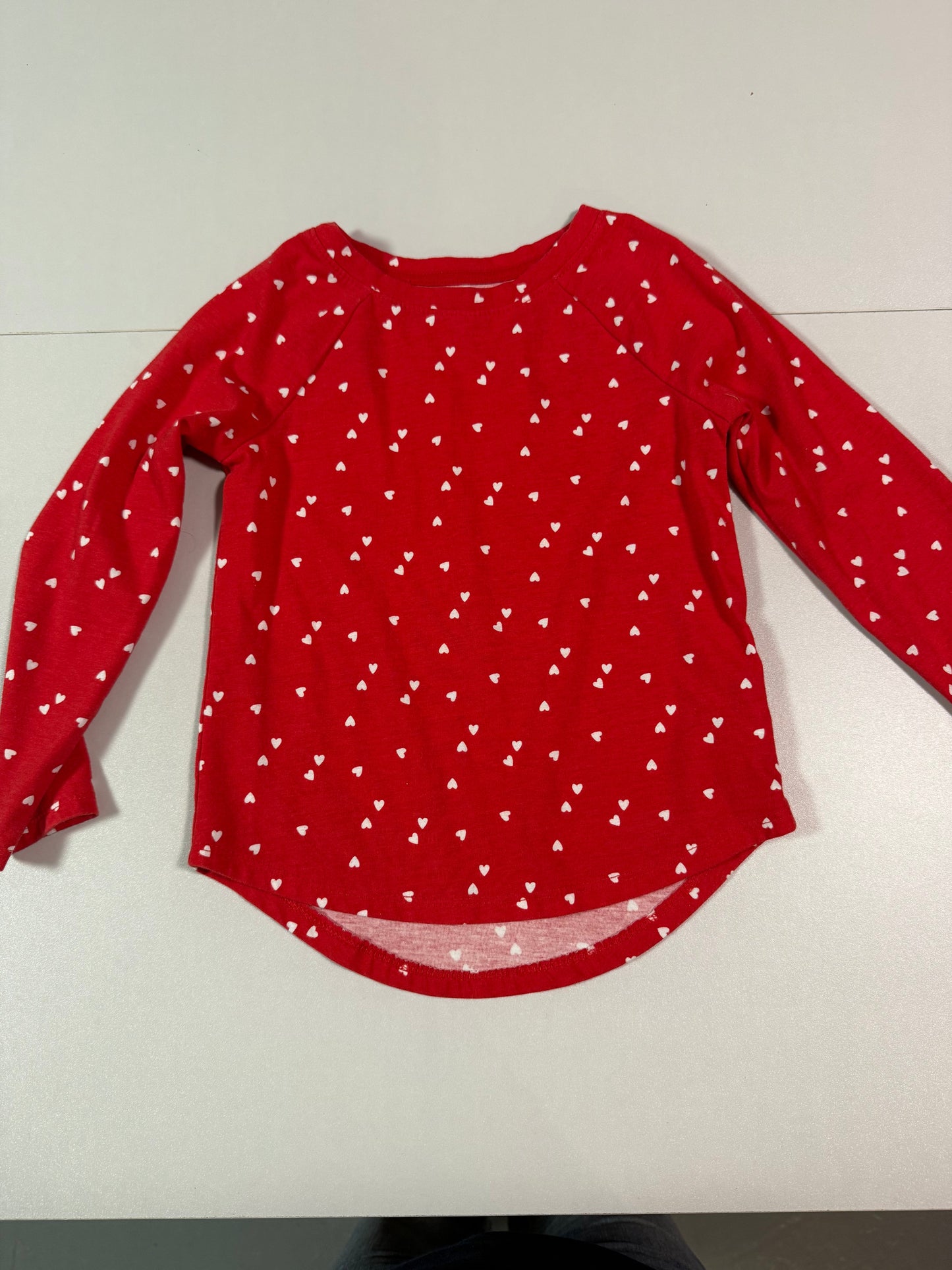 #155 Reduced! 2 piece Cat and Jack long sleeve shirts (maroon glitter, red hearts), girls size 4T