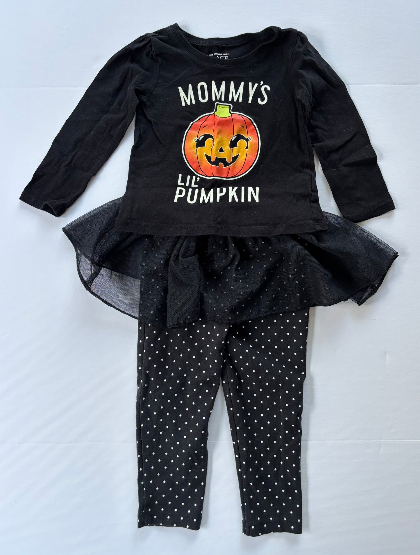 #101 Children's Place Pumpkin Long Sleeve Tutu Leggings Shirt Girls Size 2T