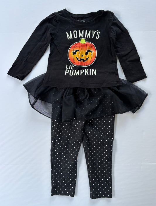 #101 Children's Place Pumpkin Long Sleeve Tutu Leggings Shirt Girls Size 2T