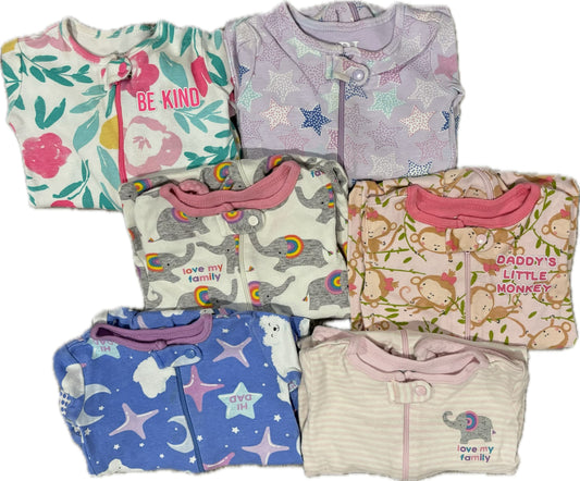 #79B (6) 9-12M girls footed pajamas