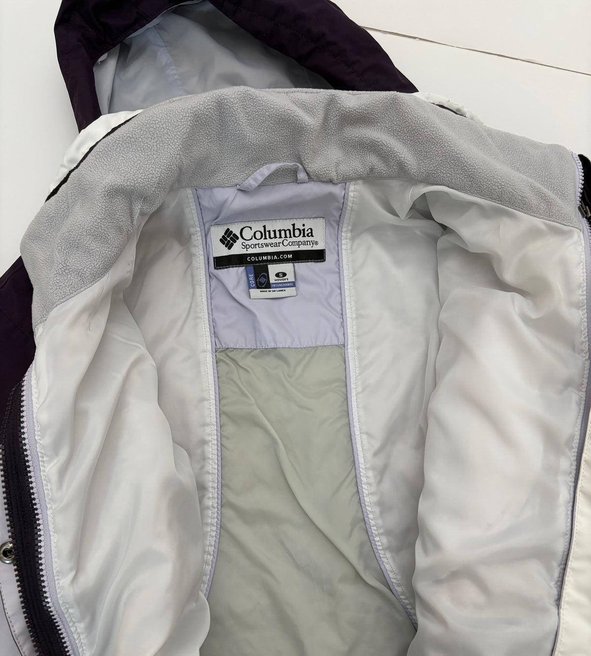 #121 women's small Columbia 3 in 1 purple coat, GUC