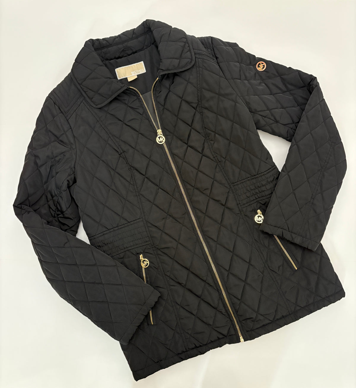 #121 women's medium Michael Kors black quilted jacket, EUC