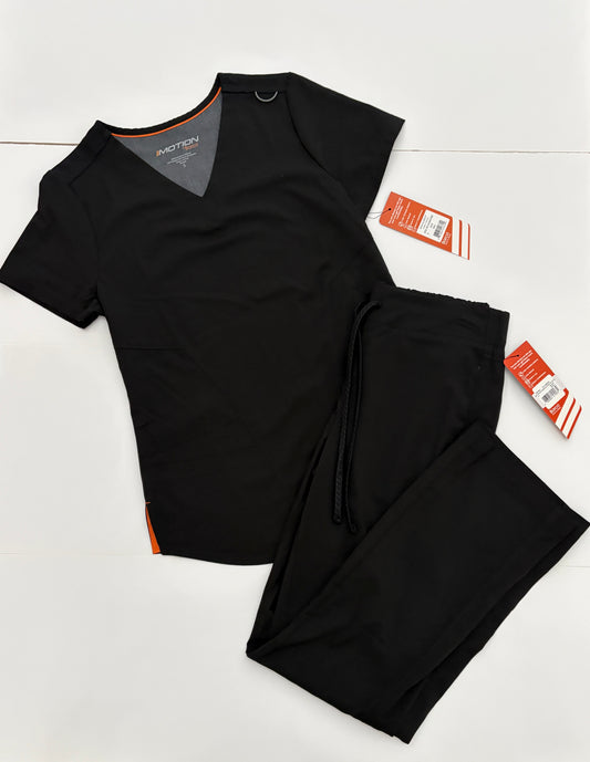 #121 women's small Motion by Barco black scrubs set, NWT