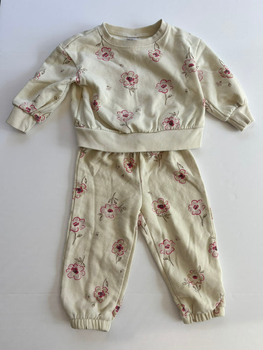 #101 Carter's Floral Cream Sweatshirt & Pants Set Girls Size 18 months