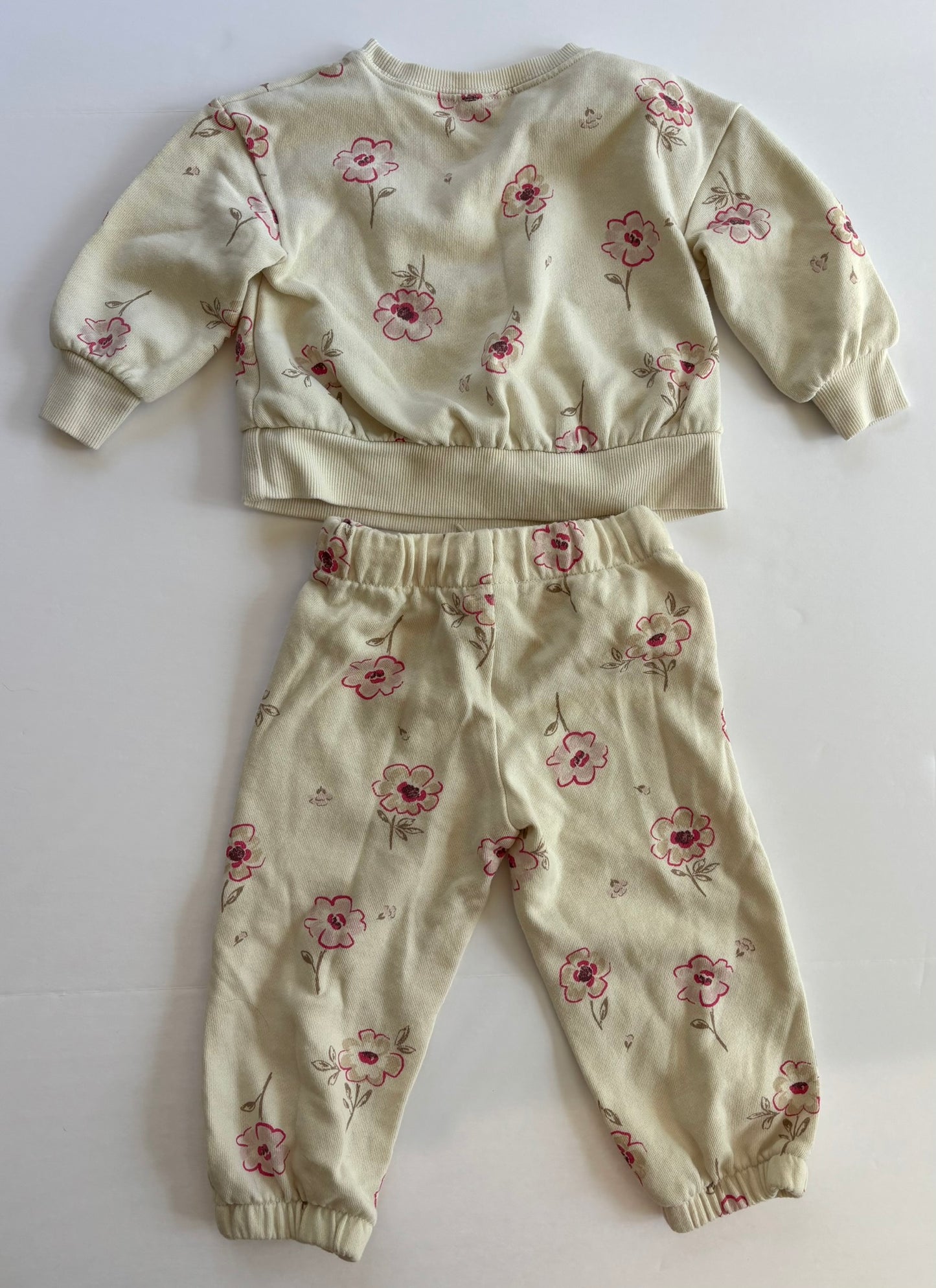 #101 Carter's Floral Cream Sweatshirt & Pants Set Girls Size 18 months