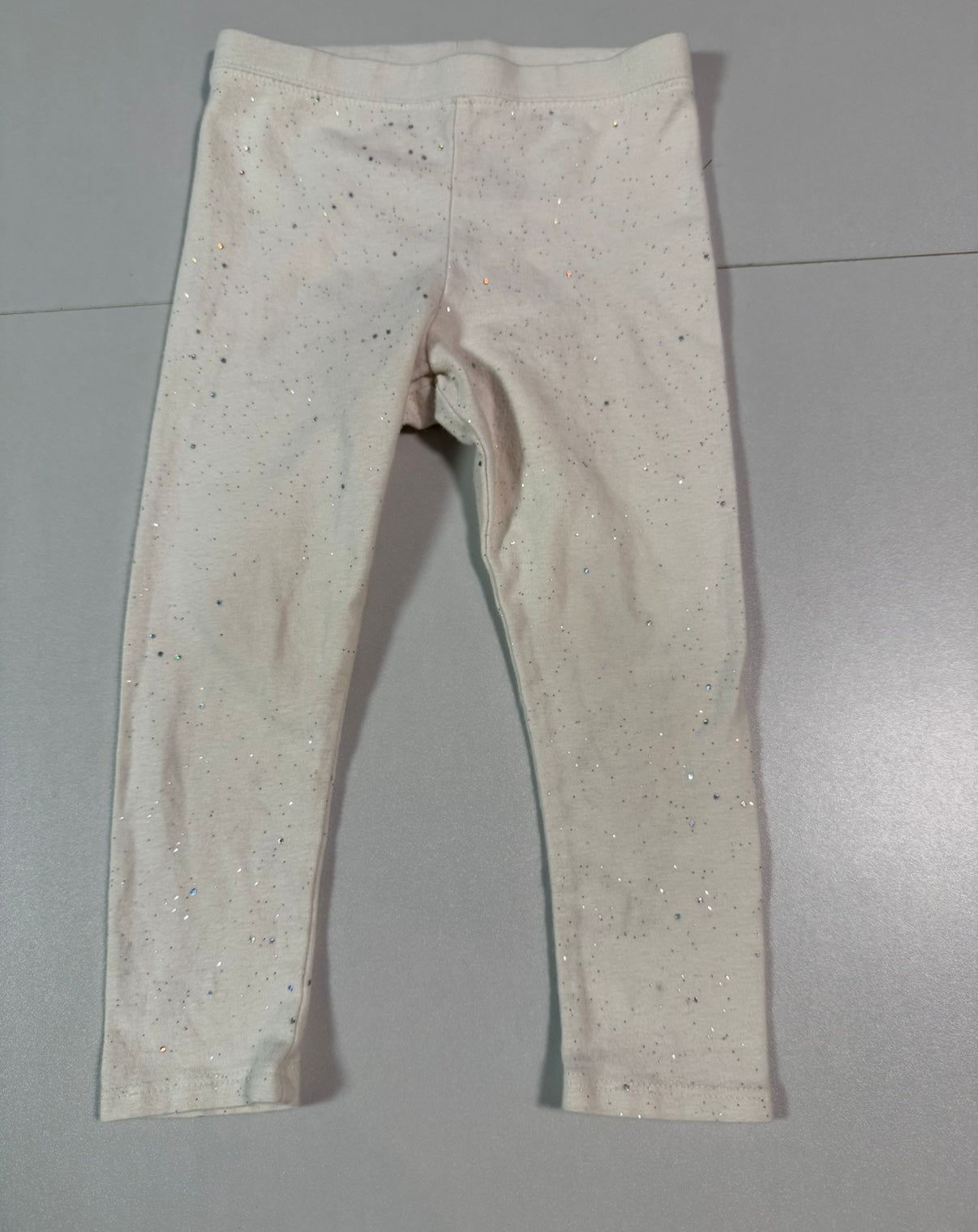 #155 Cat and Jack white sparkle leggings, size 2T