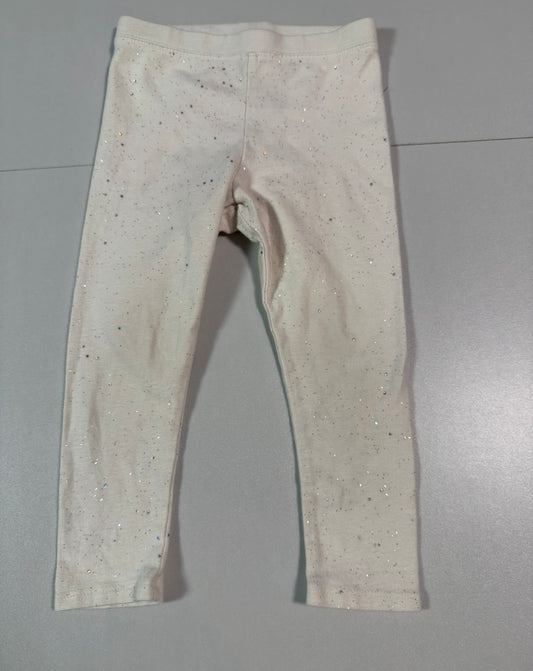#155 Cat and Jack white sparkle leggings, size 2T
