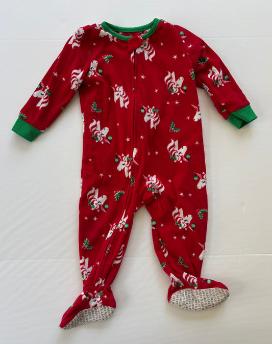 #101 Carter's Fleece Christmas Unicorn Footed Sleeper Girls Size 18 months