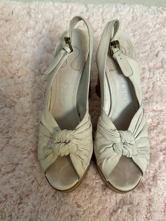 Chloe Women’s Ivory Heels Shoes Sz 37.5 (7) Retail $525