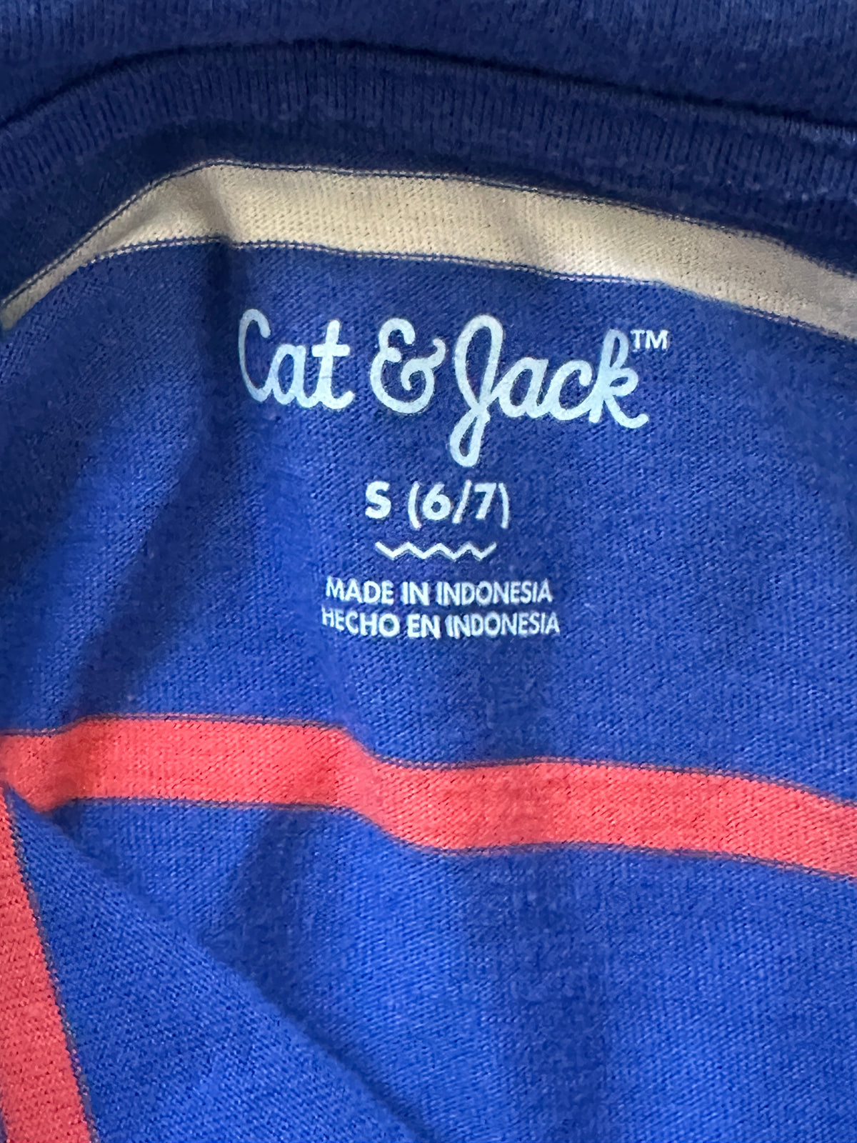 #163 Cat & Jack Blue Striped Polo - size S (6/7) - EUC