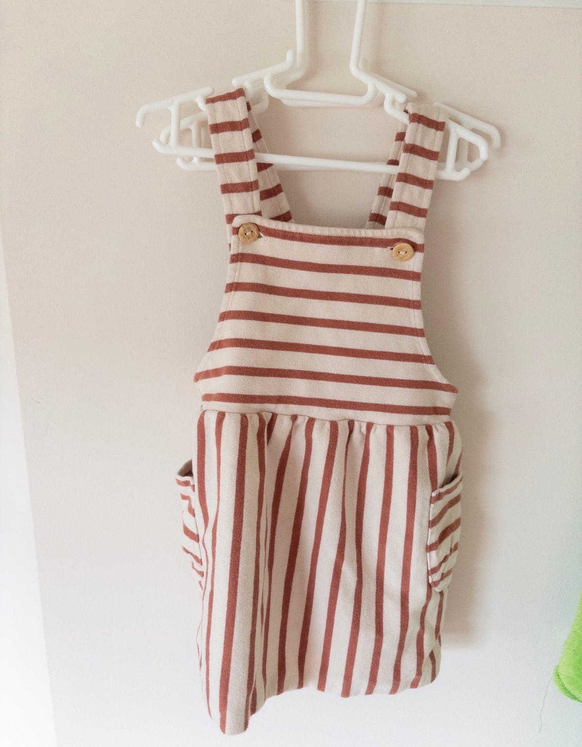 #36 3t H&M girls striped overall dress EUC