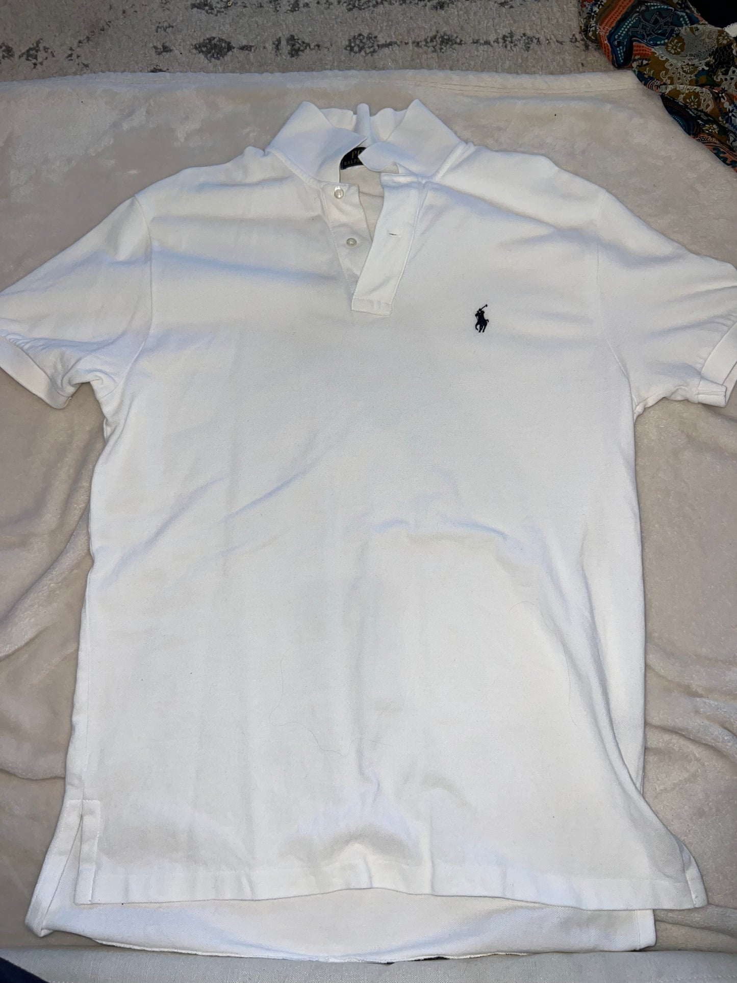 Mens Medium White Polo dry cleaned