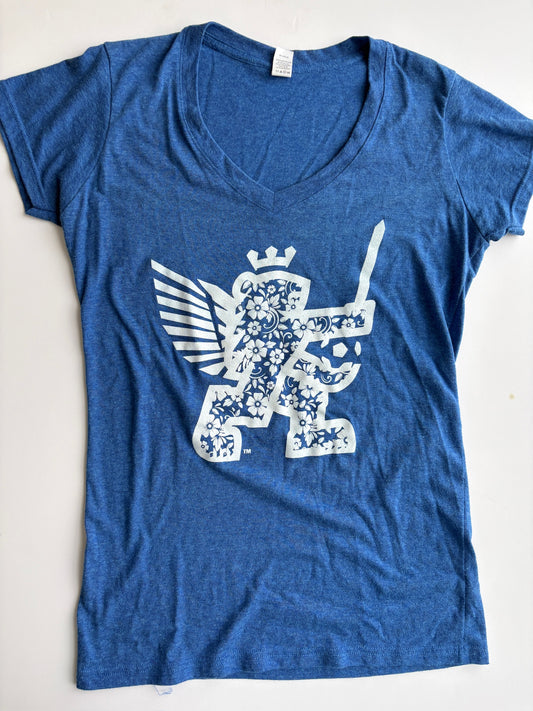Seller #105- Women's Medium Blue FC Cincinnati Floral Lion Shirt GUC