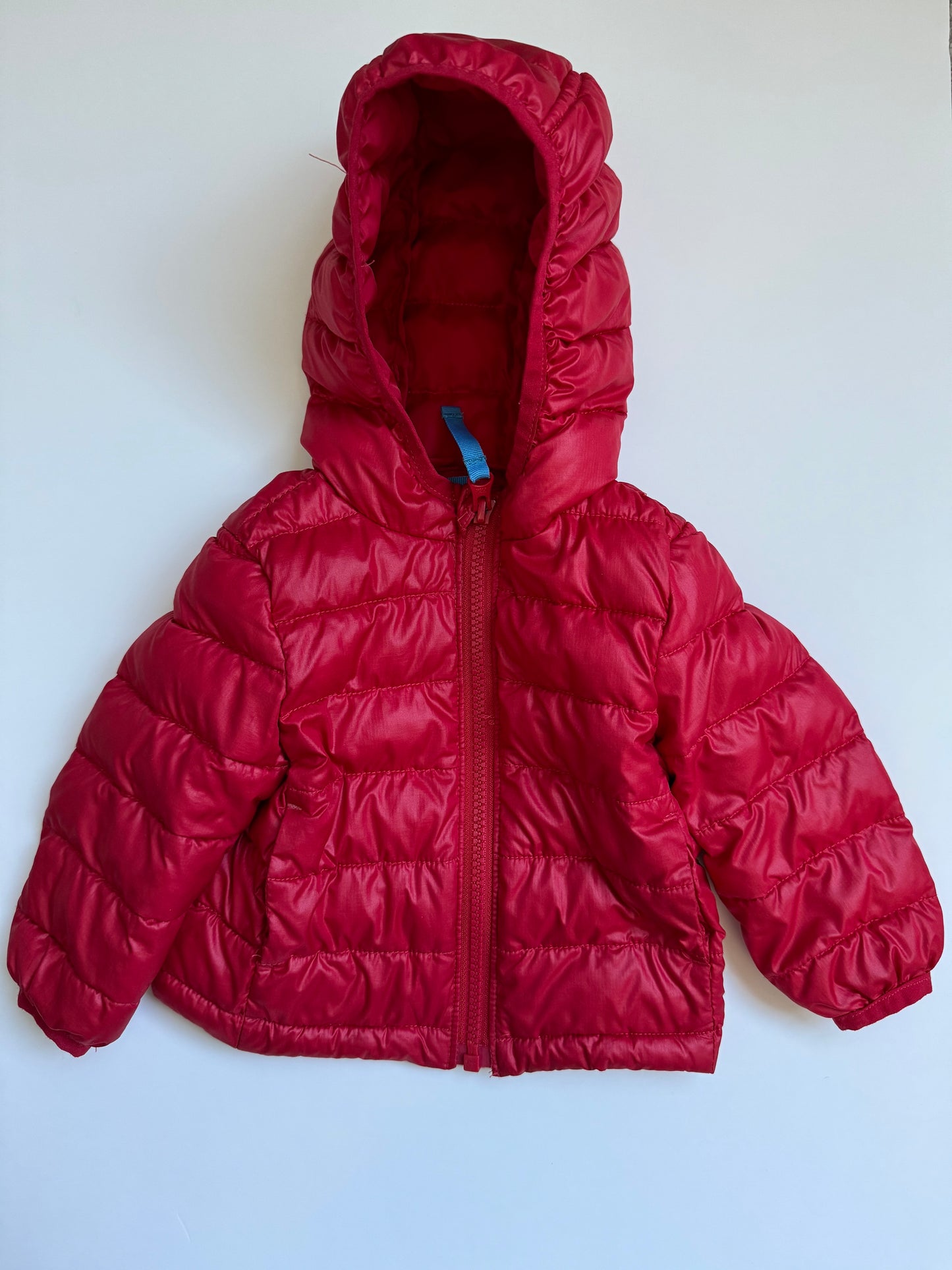 REDUCED - #60B, 6-12m - Primary, baby lightweight puffer jacket | cherry | VGUC