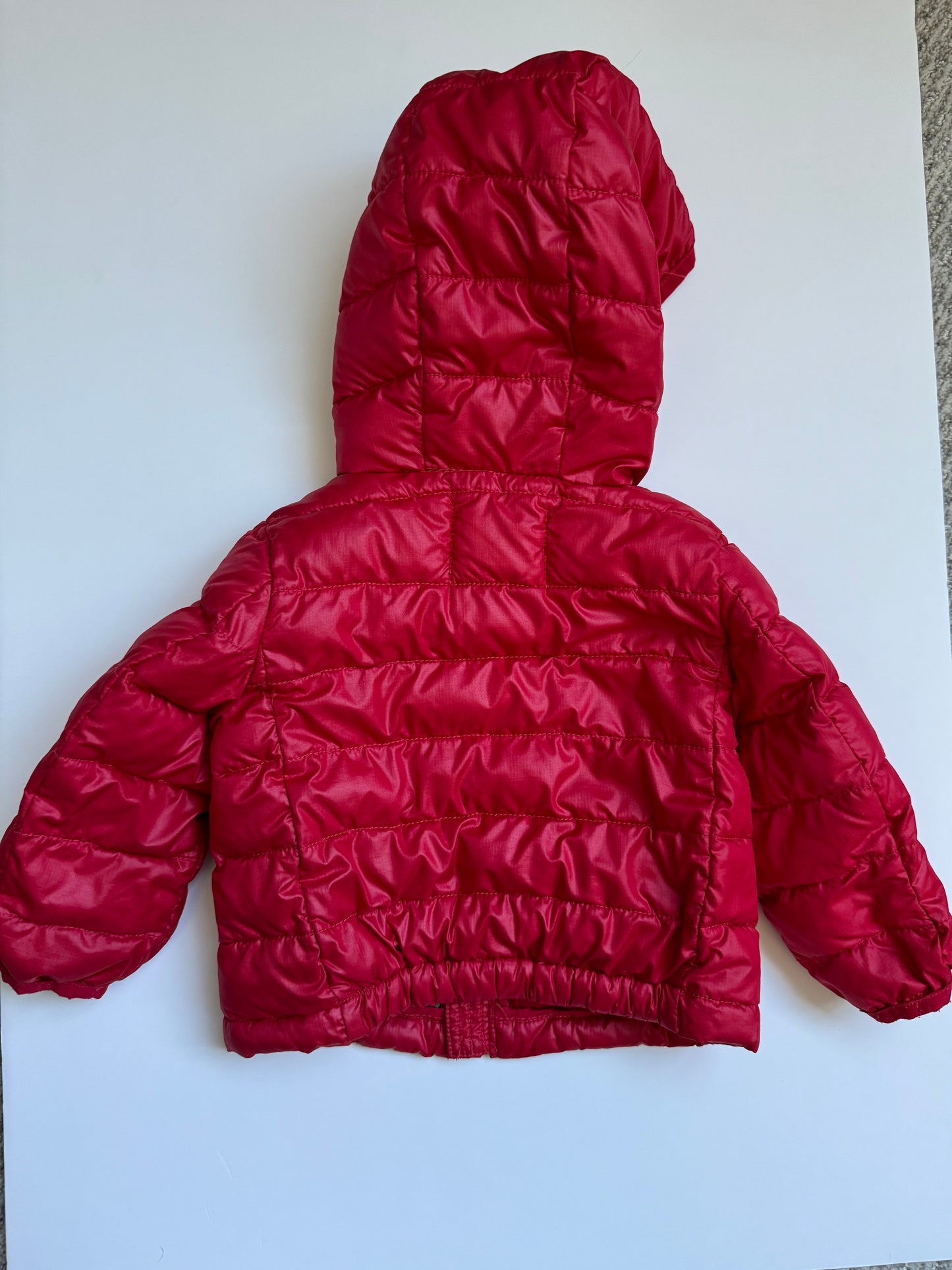 REDUCED - #60B, 6-12m - Primary, baby lightweight puffer jacket | cherry | VGUC