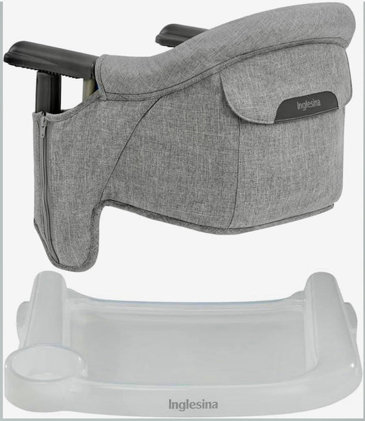 #132 - REDUCED - Bundle of Inglesina: Fast Table Chair in Stone Grey & Fast Dining Tray - LIKE NEW!