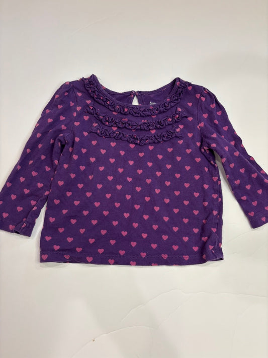 #86A girls 12-18mo gap shirt, purple with pink hearts