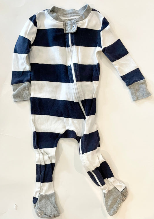Burt’s bees navy striped zipper footed pajamas size 9 months