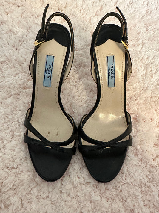 Prada Women’s Black Heels Slingbacks Shoes  Sz 36 (6) Retail $525