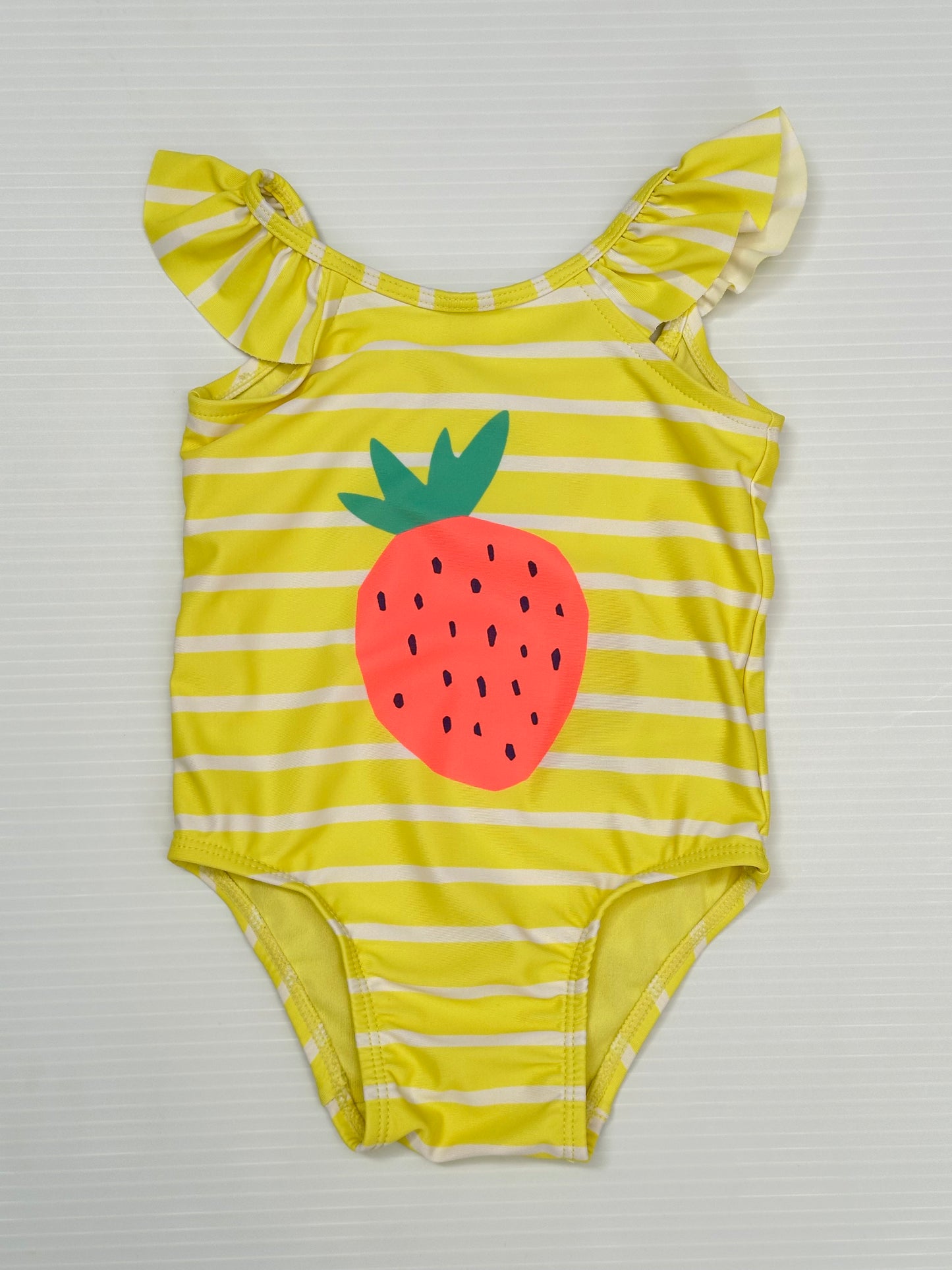 Baby Gap Girls 6-12m Swimsuit, Strawberry Yellow Stripes