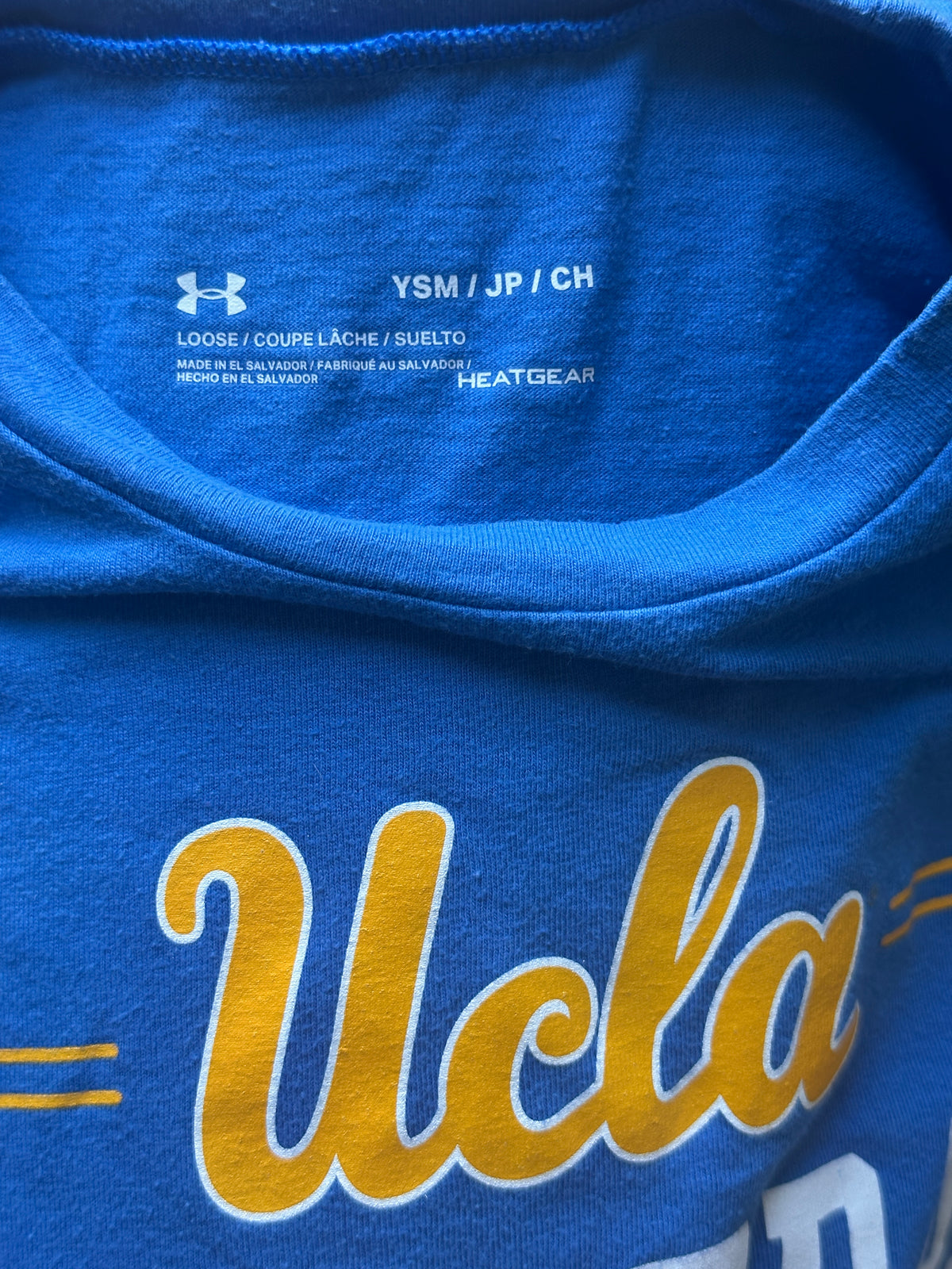 #163 Under Armour UCLA Basketball T-Shirt - size YSM (fits like 6) - EUC (1 of 2)