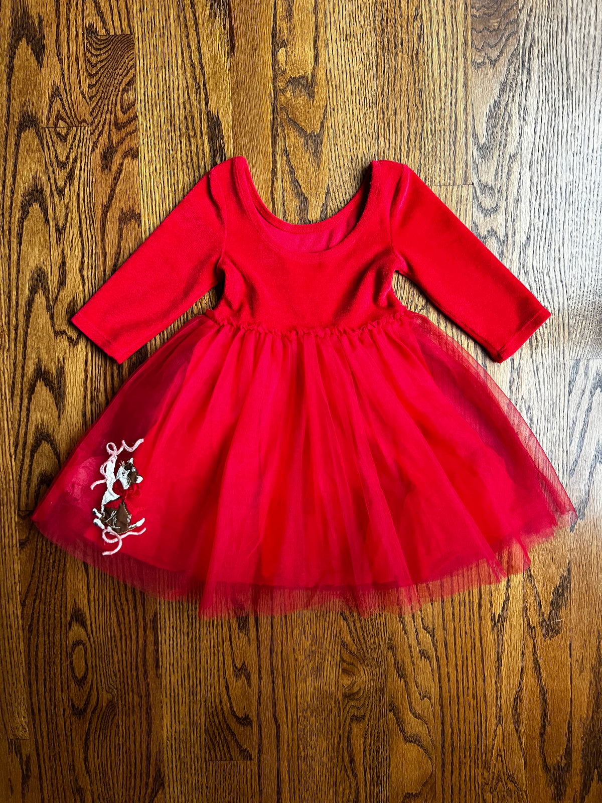 Seller #115 - Boden Girls 2-3Y Red Holiday Cats Dress with Tulle Skirt, VGUC
