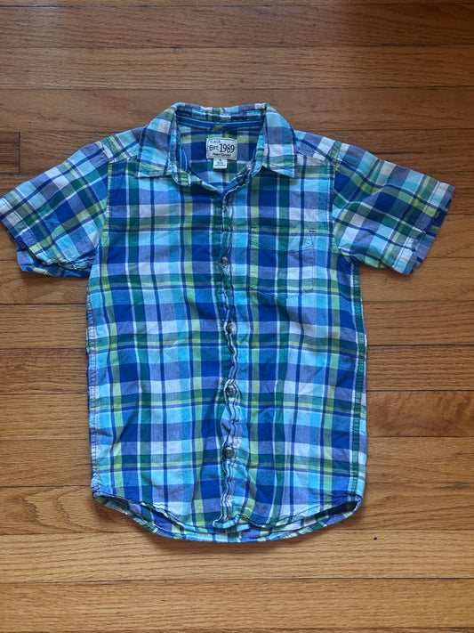 #163 Children's Place Plaid Button-Down Shirt - size 5/6 - EUC