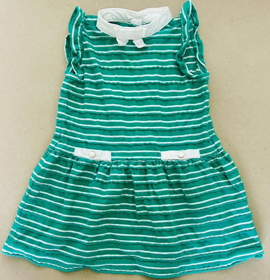#15 Janie & Jack 2t Green/White Striped Dress