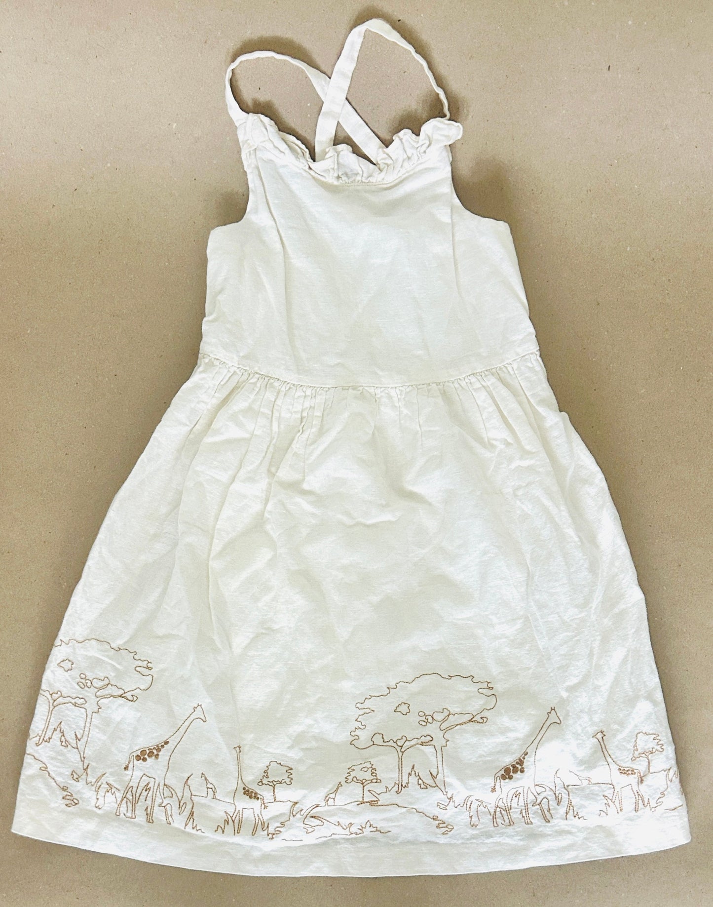 #15 Janie and Jack 8Y Oatmeal Embroidered Safari Dress