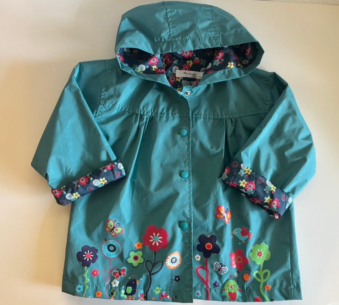#75 Arshiner Teal Raincoat Jacket Girls 2T