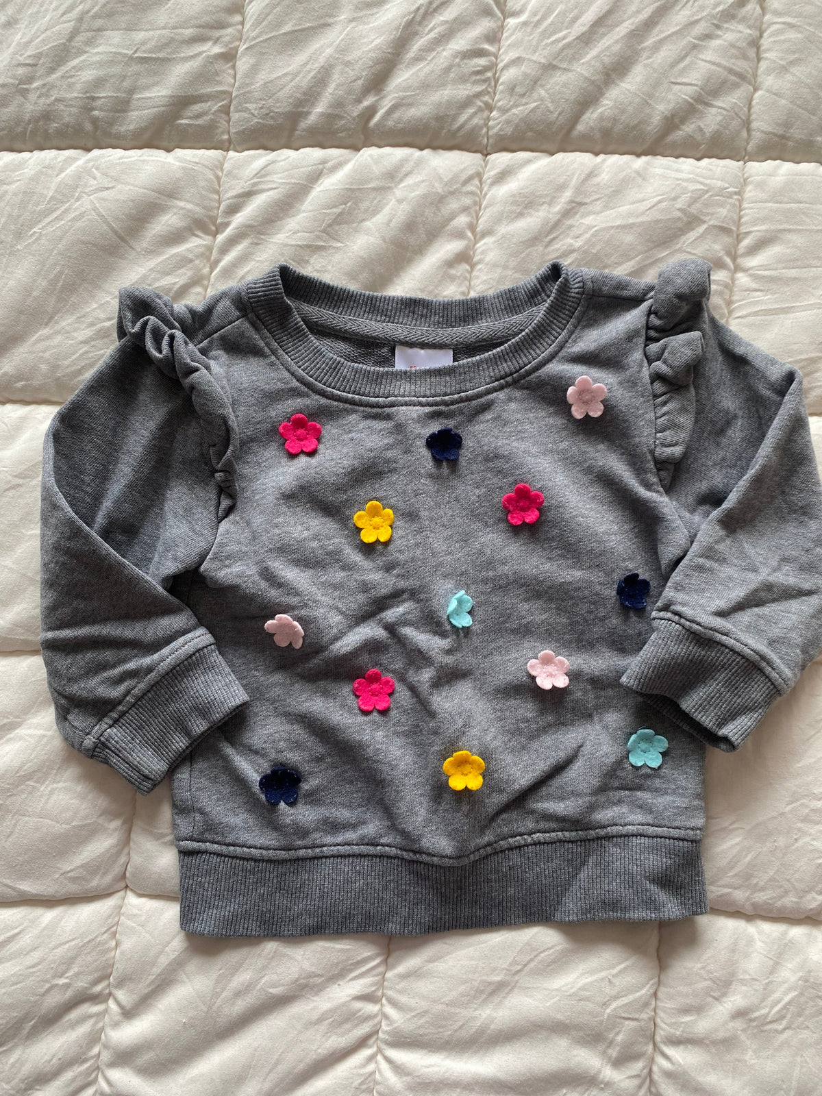 Seller 59 Hanna Anderson 2T girls gray sweatshirt with floral appliques