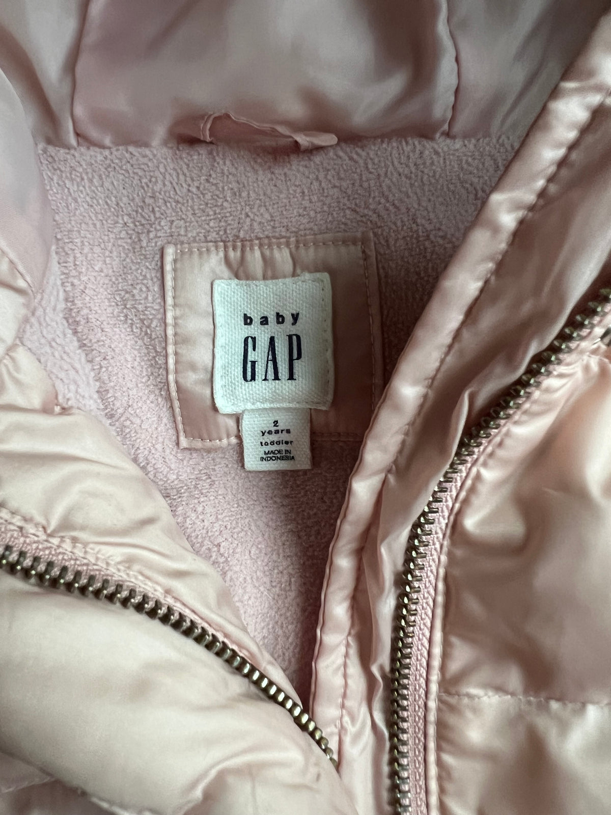 Seller #115 - Baby Gap Girls 2T Pale Pink Puffer Coat with Fur-Trimmed Hood, GUC