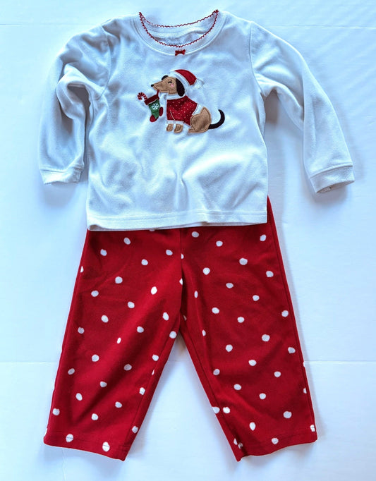 #101 *REDUCED* Carter’s Fleece Christmas Dog Pajama Set Girls Size 24 months