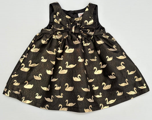 Cat & Jack Girls 18m Black/Gold Swan Party Dress
