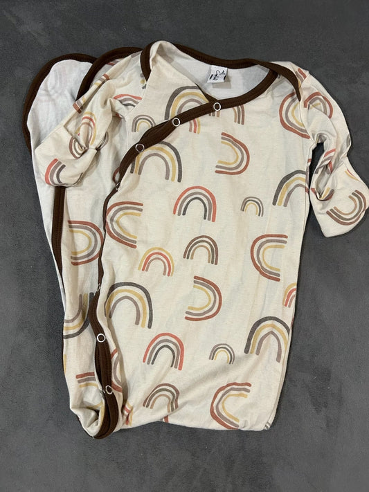Seller 128 - REDUCED Copper Pearl Newborn Neutral Rainbows Gown