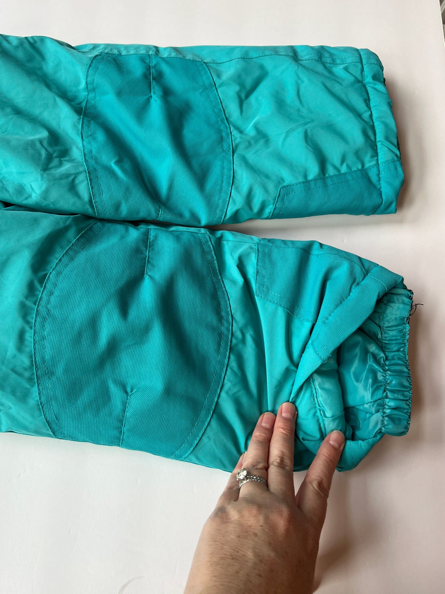 #180 Girls 4T White Snow jacket and Teal Snow Bib