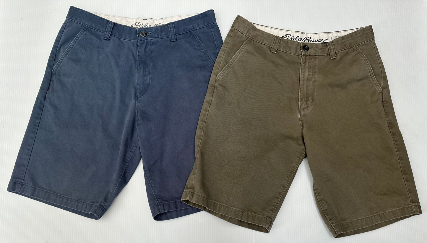 Men’s Eddie Bauer Chino Shorts Size 32, Navy + Green