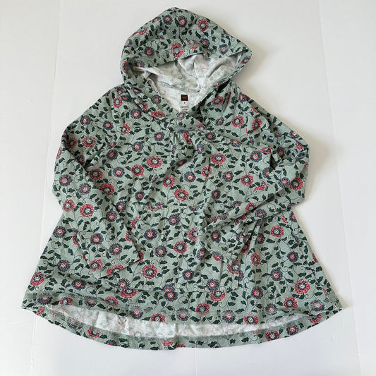 #86B Tea Floral Hooded Shirt Girls 5