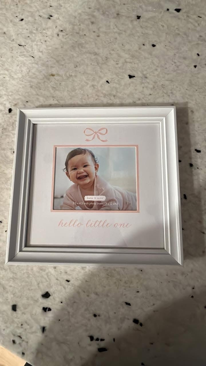 Seller #30 Baby Picture Frame "Hello Little One" with Pink Bow NWOB (new without box)
