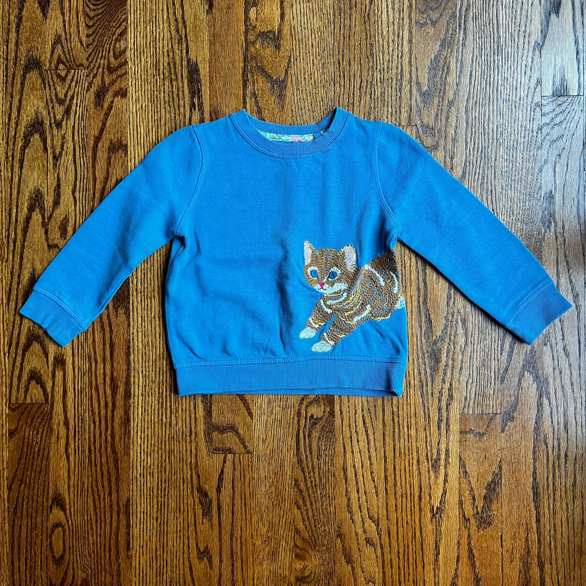 Seller #115 - Boden Girls 3-4Y Blue Embroidered Kitten Sweatshirt, VGUC