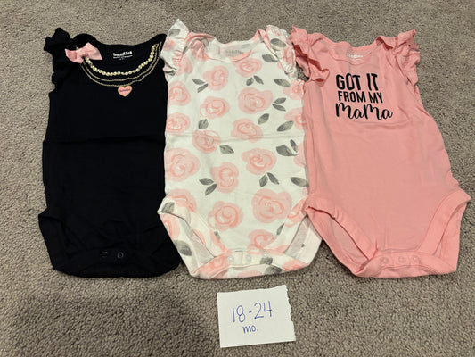 #138 - 18-24 Mo - NWOT Bundles - 3 Pack Girly Onesies - PU 45236